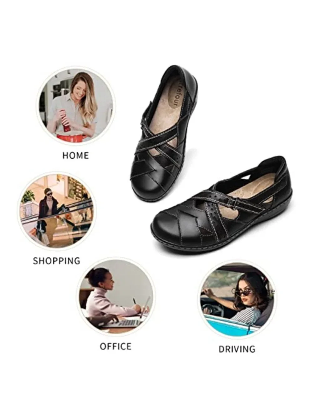Genuine Leather Women's Loafer Flat, Slip-On Walking Shoe with Memory Foam,